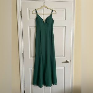 Size 0 Dark Green Floor Length Bridesmaid Dress.